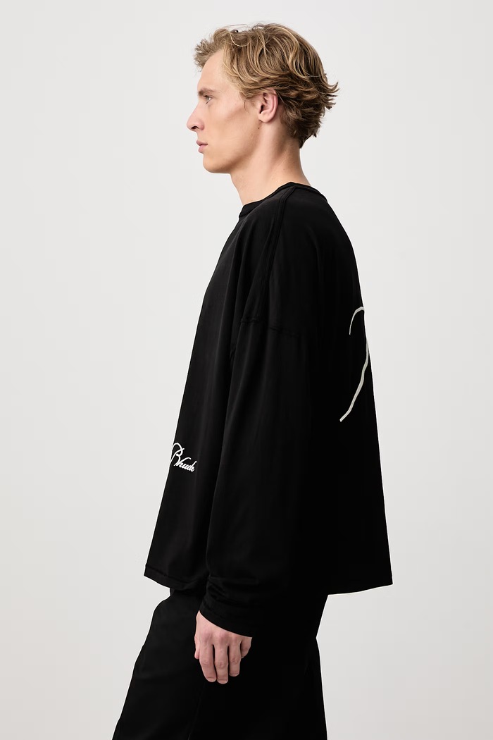 Classique Reverse longsleeve męski bawełniany RHUDE RHFW26TT20012 czarny
