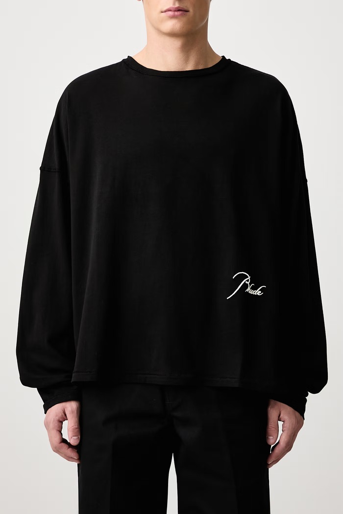 Classique Reverse longsleeve męski bawełniany RHUDE czarny RHFW26TT20012