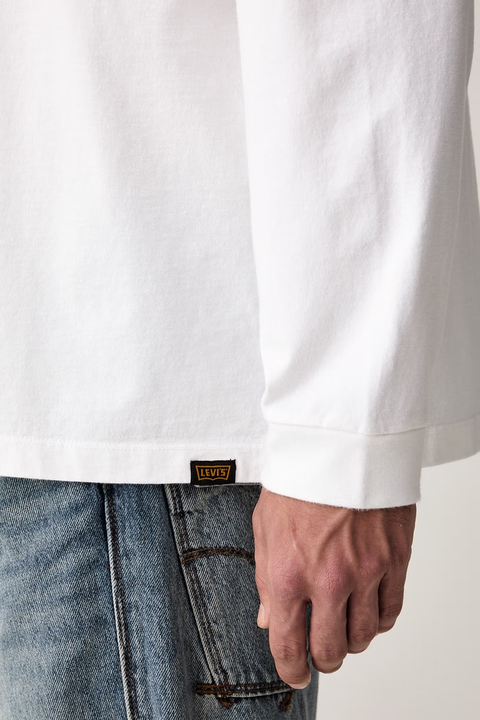 Levi's majica dugih rukava za muškarce od pamuka s elastanom LS WORKWEAR 0089C bijela