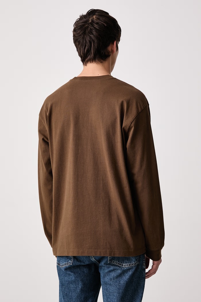 Odzież Levi's Longsleeve męski bawełniany z elastanem LS WORKWEAR 0089C brązowy