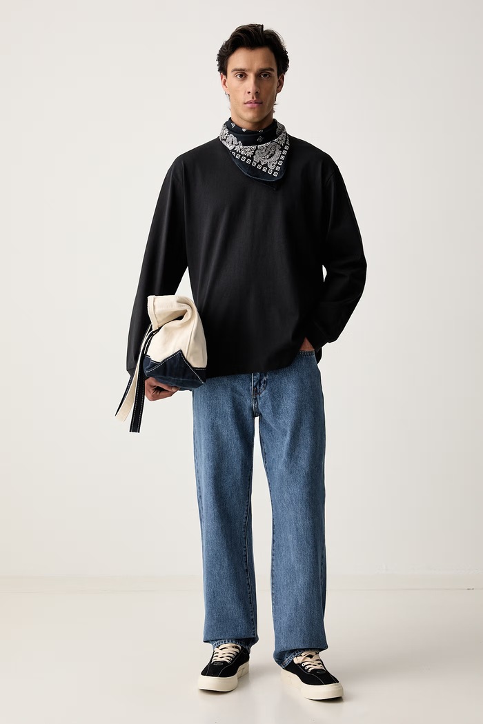 Levi's majica dugih rukava za muškarce od pamuka s elastanom LS WORKWEAR 0089C crna AA00