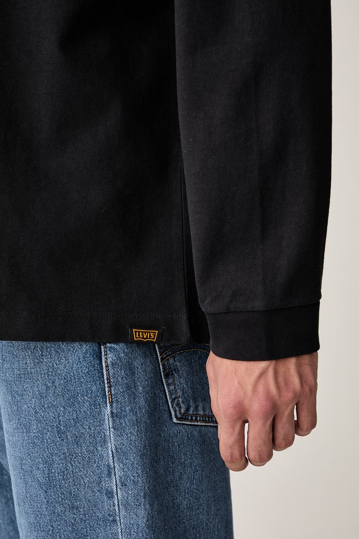 Levi's majica dugih rukava za muškarce od pamuka s elastanom LS WORKWEAR 0089C crna