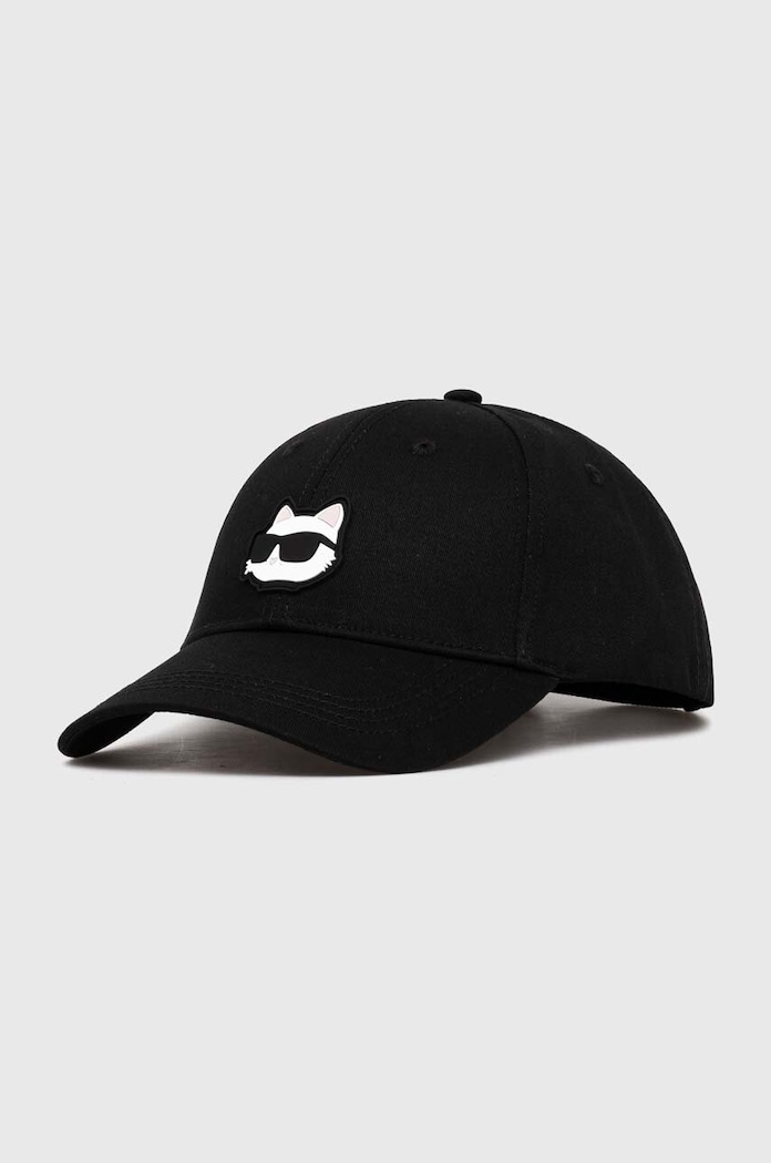 Karl Lagerfeld czapka z daszkiem bawełniana aplikacja czarny 240W3431