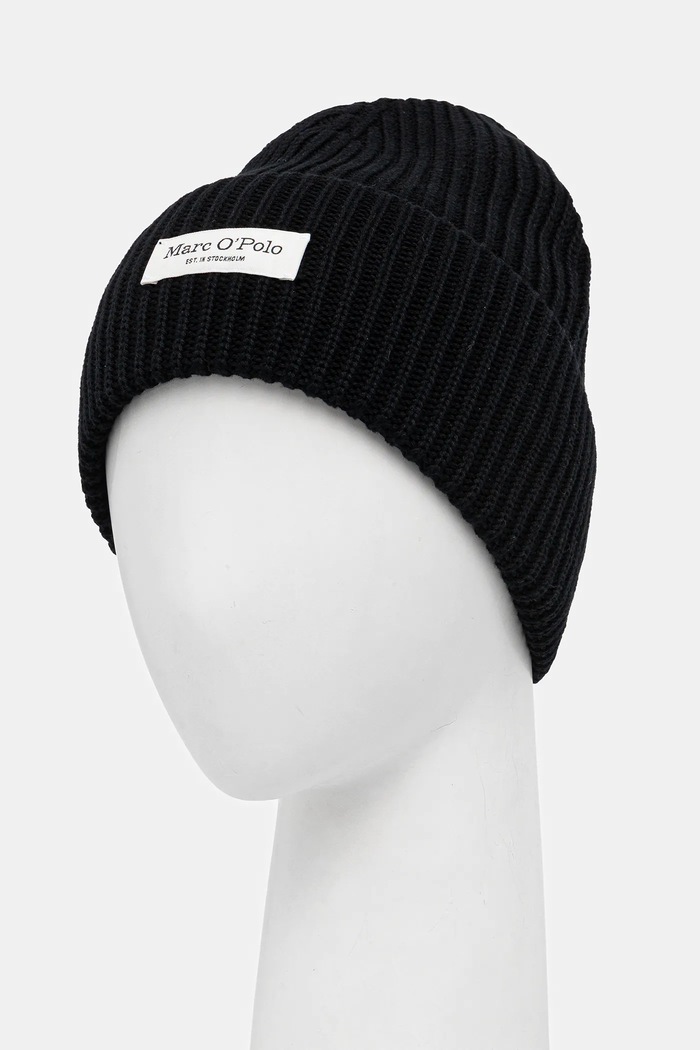 Marc O'Polo czapka bawełniana M09605901141 czarny AW25