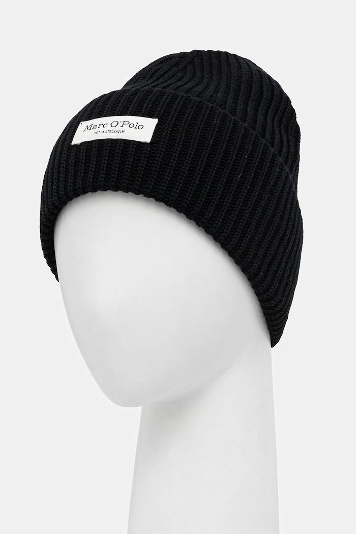 Marc O'Polo czapka bawełniana M09605901141 czarny AW25
