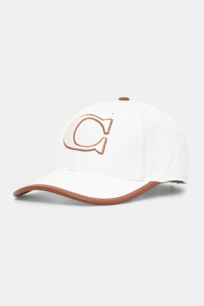 Шапка с козирка Coach памук бял CAA59