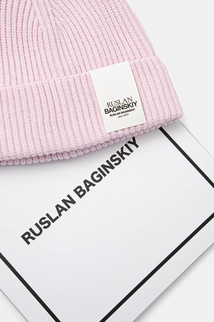 Ruslan Baginskiy czapka z domieszką wełny różowy BN039.VWNE