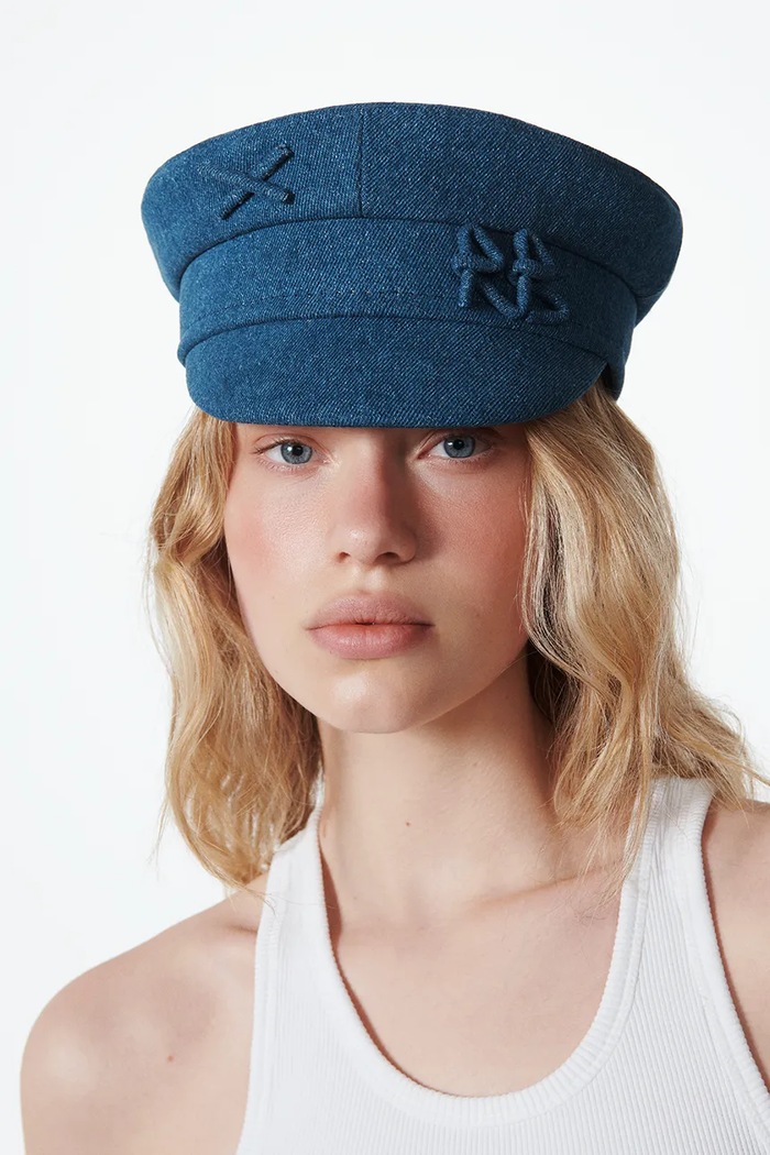 Ruslan Baginskiy kaszkiet bawełniany Baker Boy Cap bawełna niebieski KPC078.C.JNS.FRB