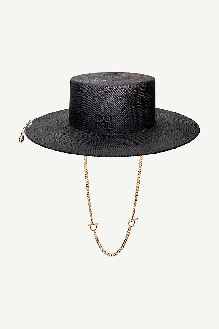 Ruslan Baginskiy kapelusz Canotier Hat CNT033.STR.9P.PRS.CHA czarny AA00