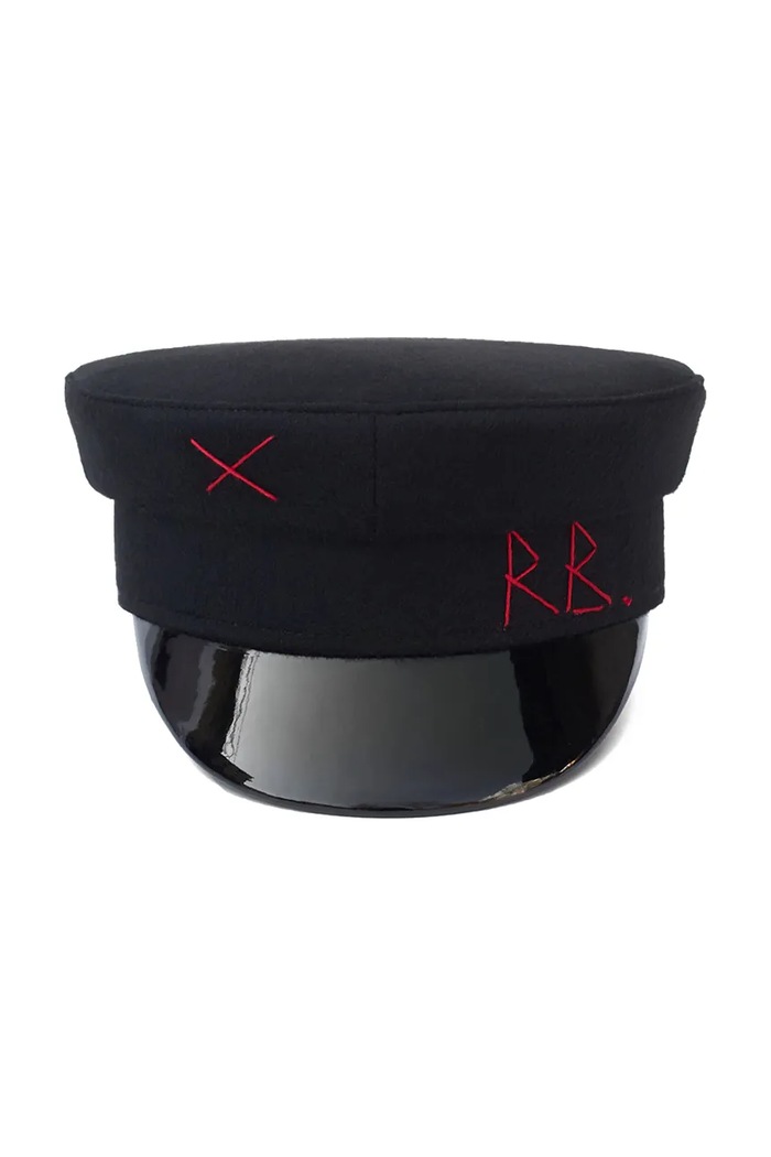 Accesorii RUSLAN BAGINSKIY Bască din bumbac Baker Boy Cap KPC033.W negru