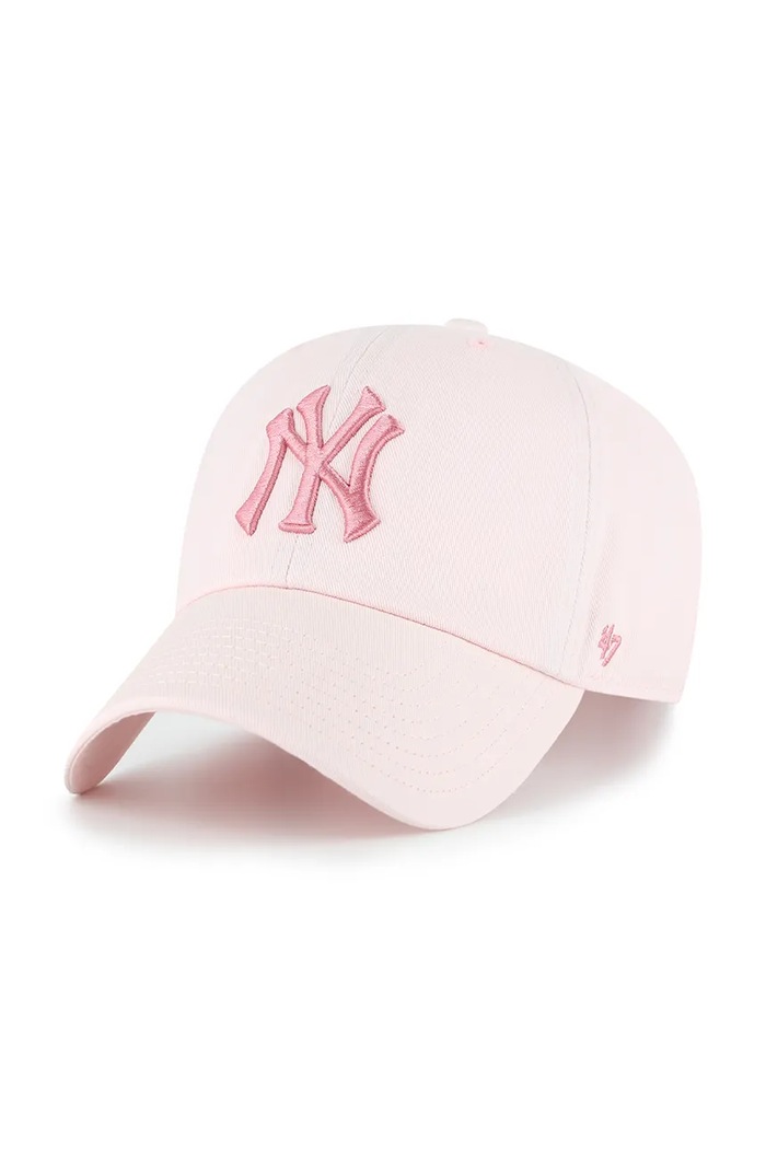 47 brand czapka z daszkiem bawełniana MLB New York Yankees aplikacja różowy B.NLRGW17GWS.S8