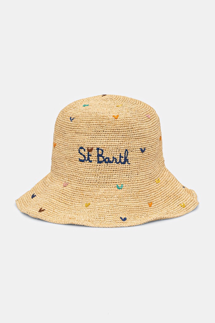 MC2 Saint Barth bucket hat pentru femei împletită bej RHAT001