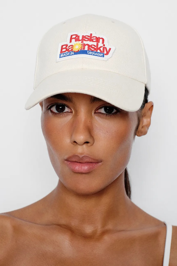 Ruslan Baginskiy czapka z daszkiem bawełniana Baseball Cap aplikacja beżowy BSB041/040.C.FRT