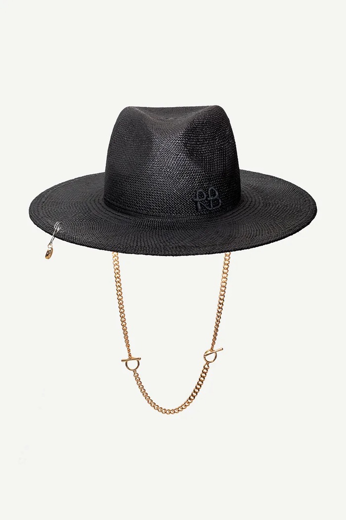 RUSLAN BAGINSKIY Kalap Fedora Hat FDR033.STR.9P.PRS.CHA.S fekete AA00
