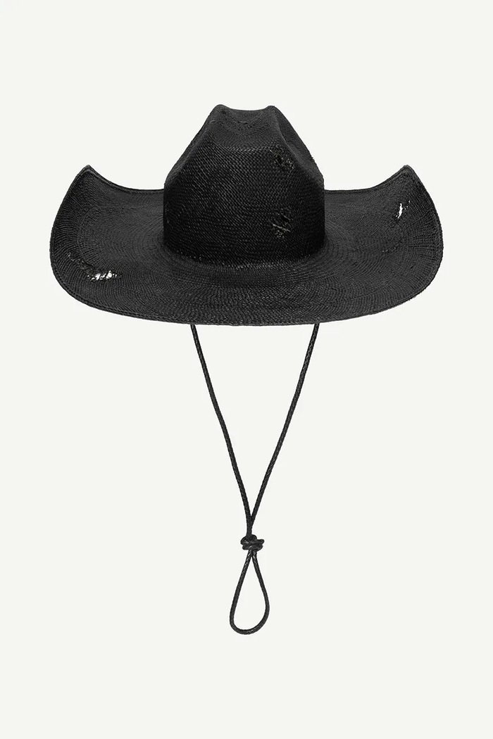 Klobouk Ruslan Baginskiy Ruslan Baginskiy Cowboy Hat with Leather Trim CWB033.STR.PRV.LBR.13P. černá AA00