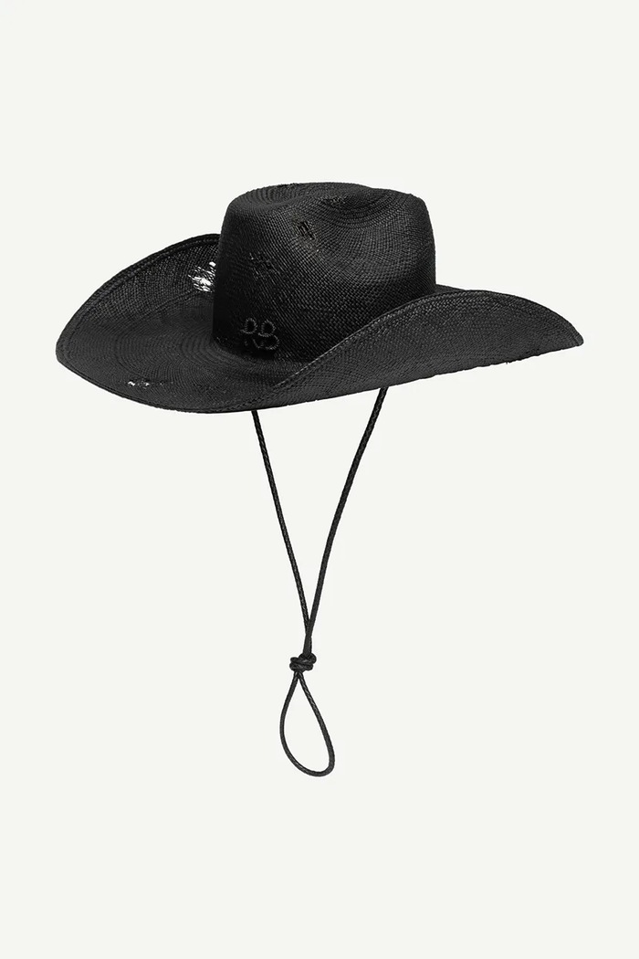 Doplňky Klobouk Ruslan Baginskiy Ruslan Baginskiy Cowboy Hat with Leather Trim CWB033.STR.PRV.LBR.13P. černá