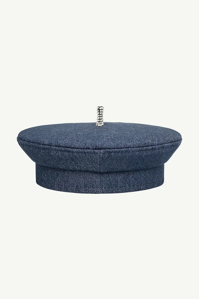Accesorii RUSLAN BAGINSKIY beretă pentru femei, din denim BRT077.C.JNS.DMD albastru