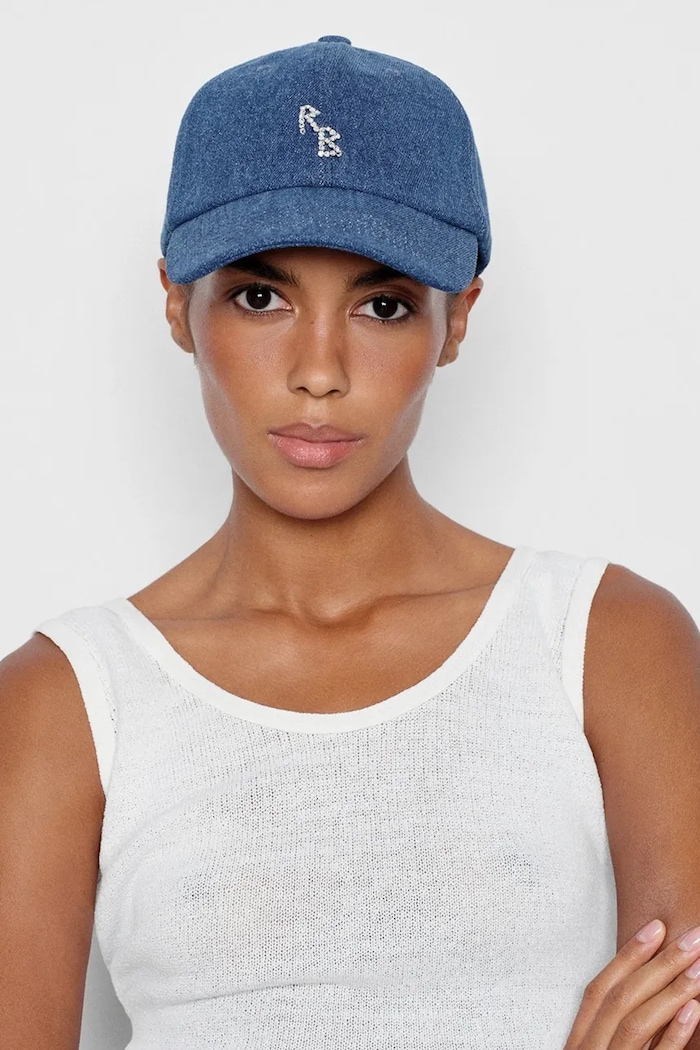RUSLAN BAGINSKIY șapcă pentru femei, din denim Baseball Cap albastru BSB078.C.JNS.DMD