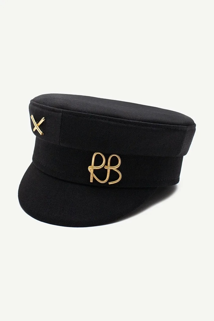 RUSLAN BAGINSKIY Kaszkiet damski bawełniany Baker Boy Cap KPC033.C.TMRB. czarny AA00