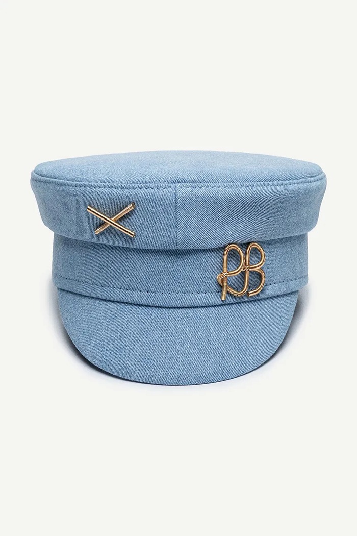 Akcesoria RUSLAN BAGINSKIY kaszkiet damski jeansowy Denim Baker Boy Cap KPC075.C.JNS.TMRB niebieski