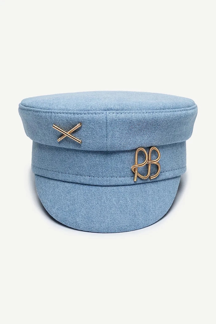 Akcesoria RUSLAN BAGINSKIY kaszkiet damski jeansowy Denim Baker Boy Cap KPC075.C.JNS.TMRB niebieski