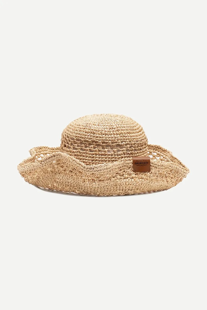 RUSLAN BAGINSKIY kapelusz słomkowy damski Bucket Hat beżowy BCT036.STR.KN.DRK.FLTL