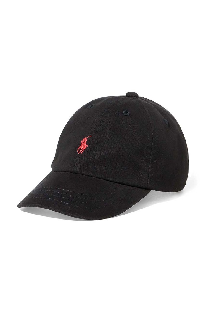Παιδικό βαμβακερό καπέλο μπέιζμπολ Polo Ralph Lauren απλικέ μαύρο 322552489005