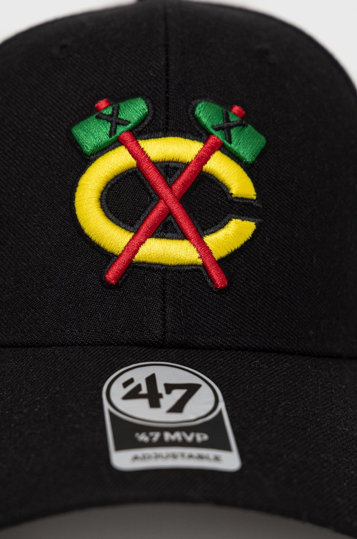47 brand czapka z domieszką wełny Chciago Blackshawks H.MVP04WBV.BKD. czarny AA00