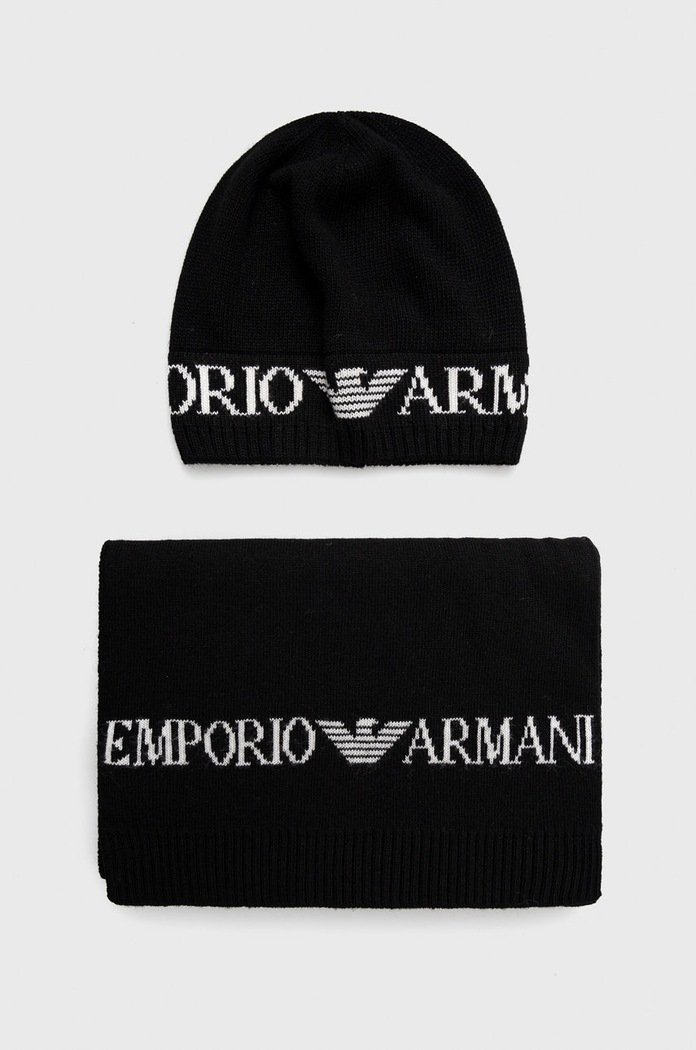 Kapa i šal s dodatkom vune Emporio Armani s dodatkom vune crna 628005.CC983.NOS