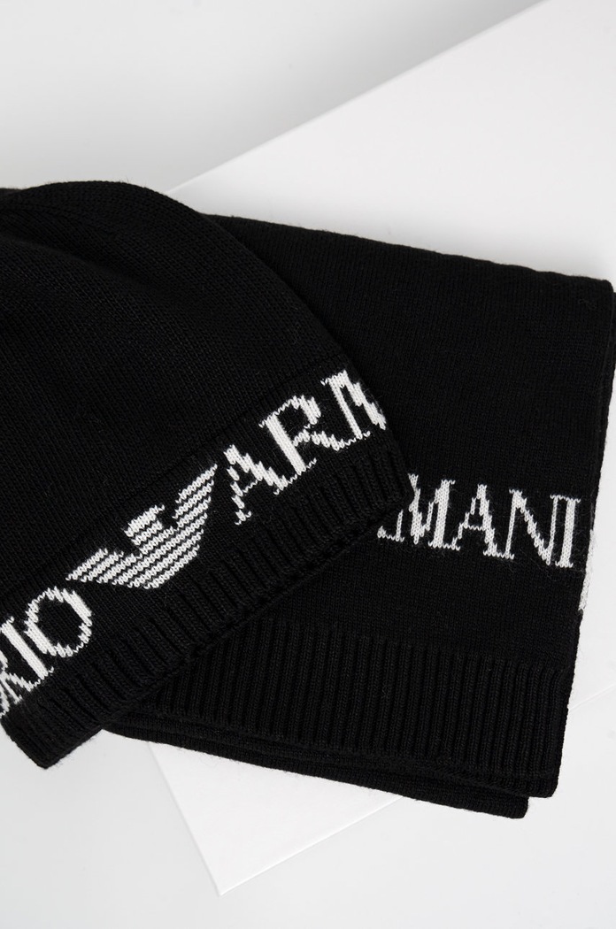 Kapa i šal s dodatkom vune Emporio Armani 628005.CC983.NOS crna