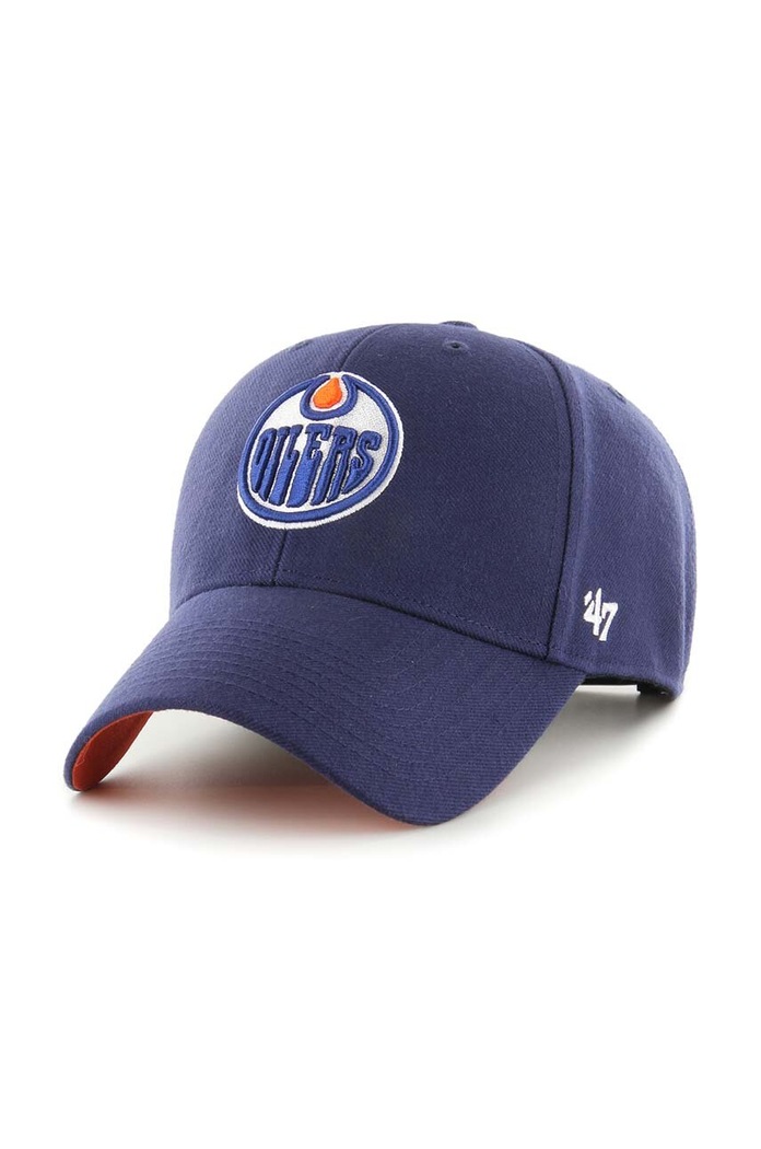 47 brand czapka z daszkiem NHL Edmonton Oilers z domieszką wełny granatowy H.BLPMS06WBP.LN