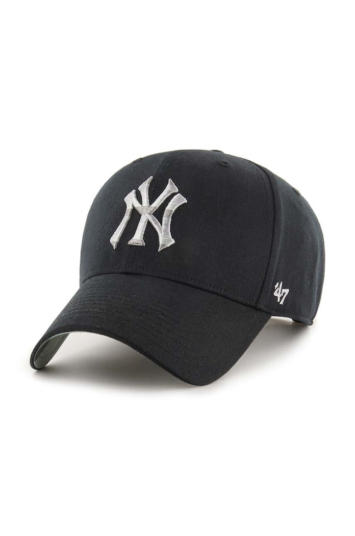 47 brand czapka z daszkiem bawełniana MLB New York Yankees aplikacja czarny B.RETMU17GWP.BK