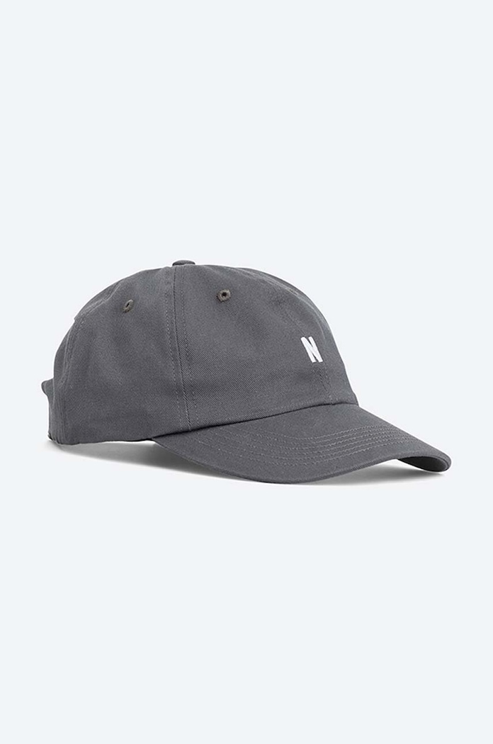 Bavlněná baseballová čepice Norse Projects nášivka šedá N80.0001.1072