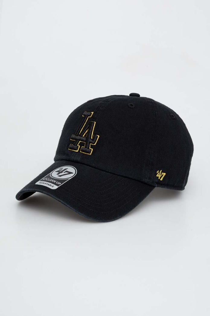 47 brand czapka z daszkiem bawełniana MLB Los Angeles Dodgers aplikacja czarny B.MTCLU12GWS.BKC