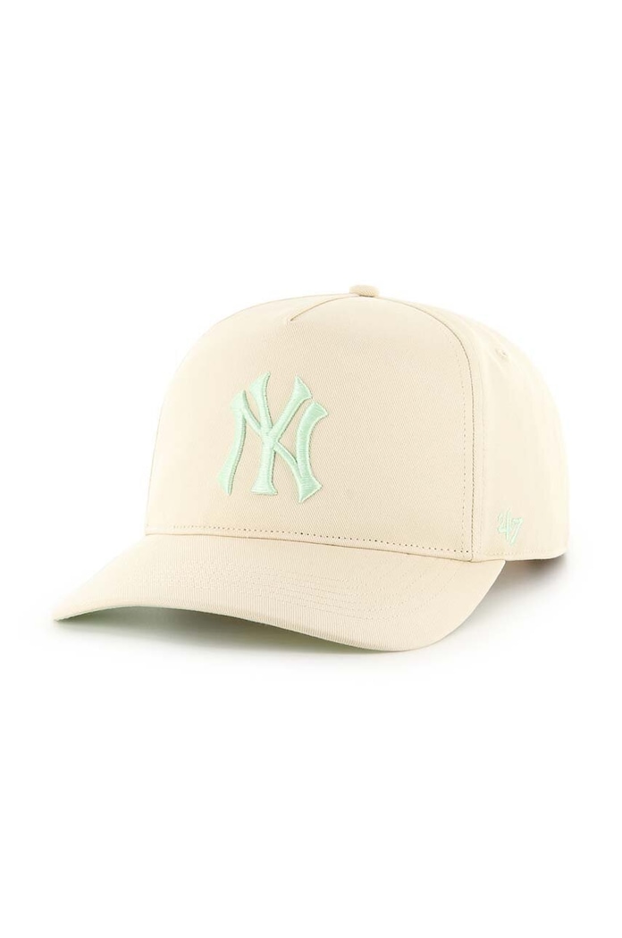 Pamučna kapa sa šiltom 47 brand MLB New York Yankees natpis bež BCWS.SRSHT17GWP.NT96