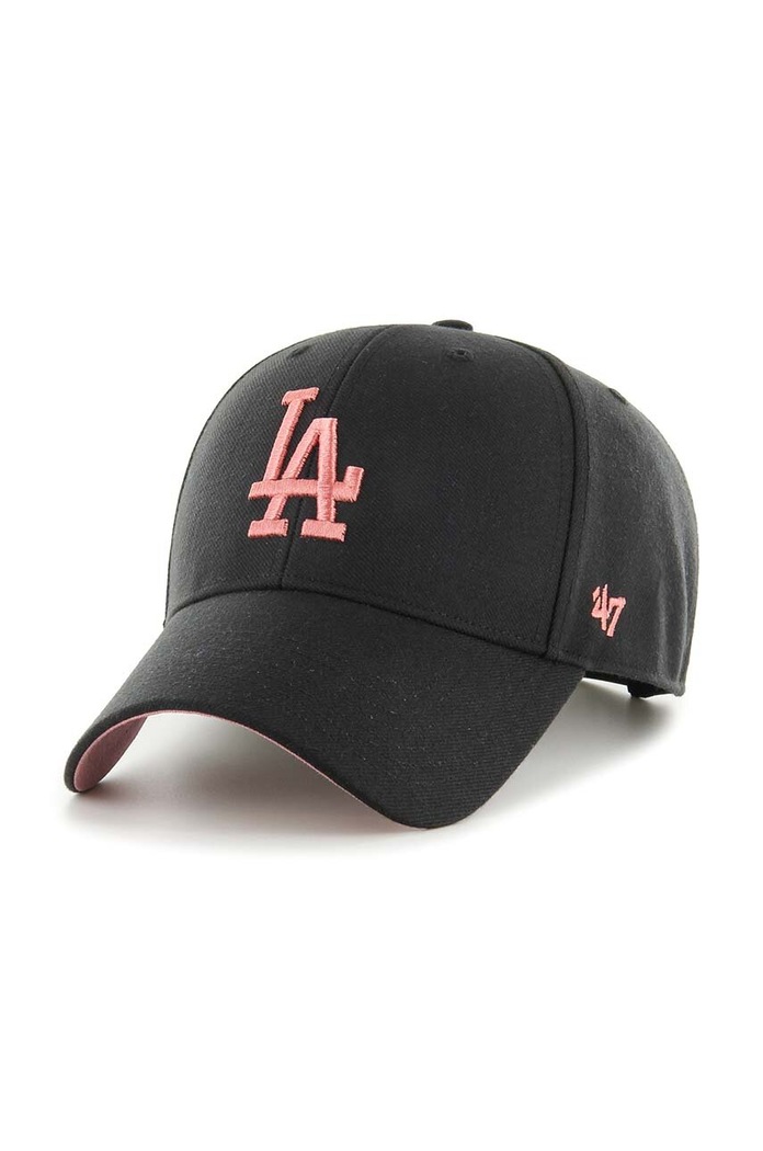 Čepice s vlněnou směsí 47 brand MLB Los Angeles Dodgers s příměsí vlny černá BAS.SUMVP912WBP.BKB80
