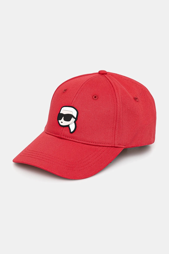 Karl Lagerfeld pamut baseball sapka aplikációval piros A1W33037