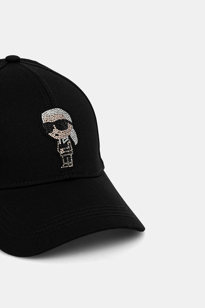 Karl Lagerfeld czapka z daszkiem bawełniana IKON RHINESTONES A2W33062 czarny AA00