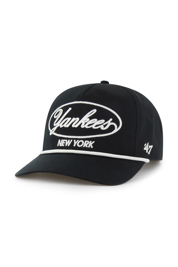 47 brand czapka z daszkiem bawełniana MLB New York Yankees aplikacja czarny B.FDLRF17CNP.BK
