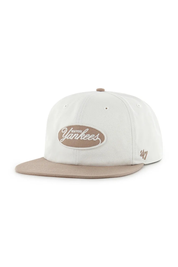 Памучна шапка с козирка 47 brand MLB New York Yankees памук бял B.FDLRL17CNP.SSB