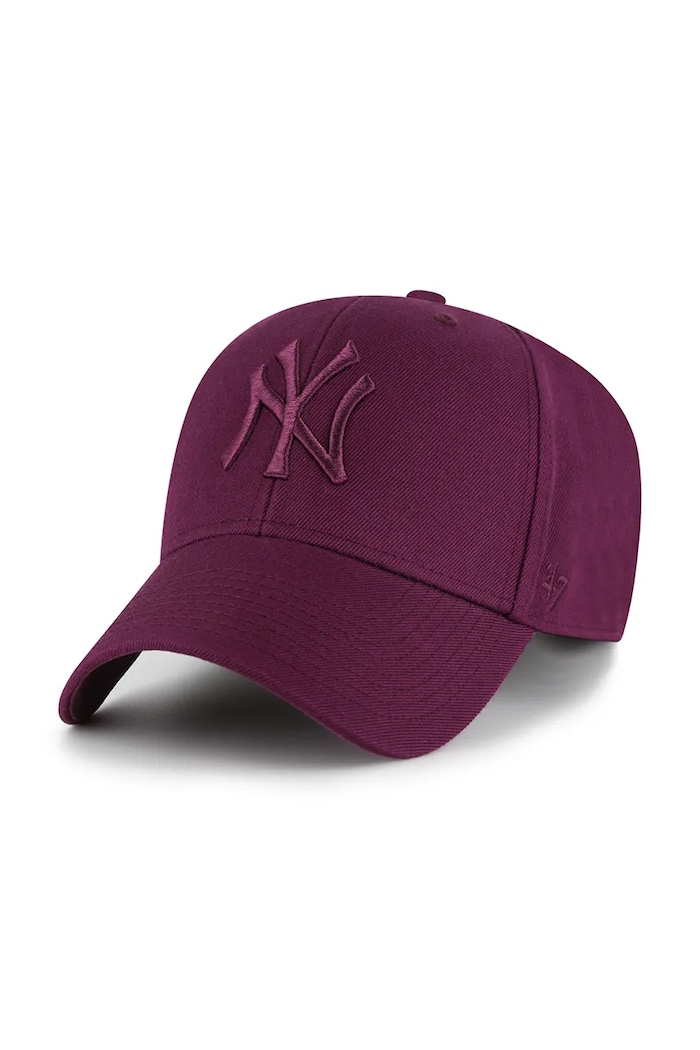 47 brand czapka z daszkiem z dodatkiem wełny MLB New York Yankees z dodatkiem wełny fioletowy B.MVPSP17WBP.PJA