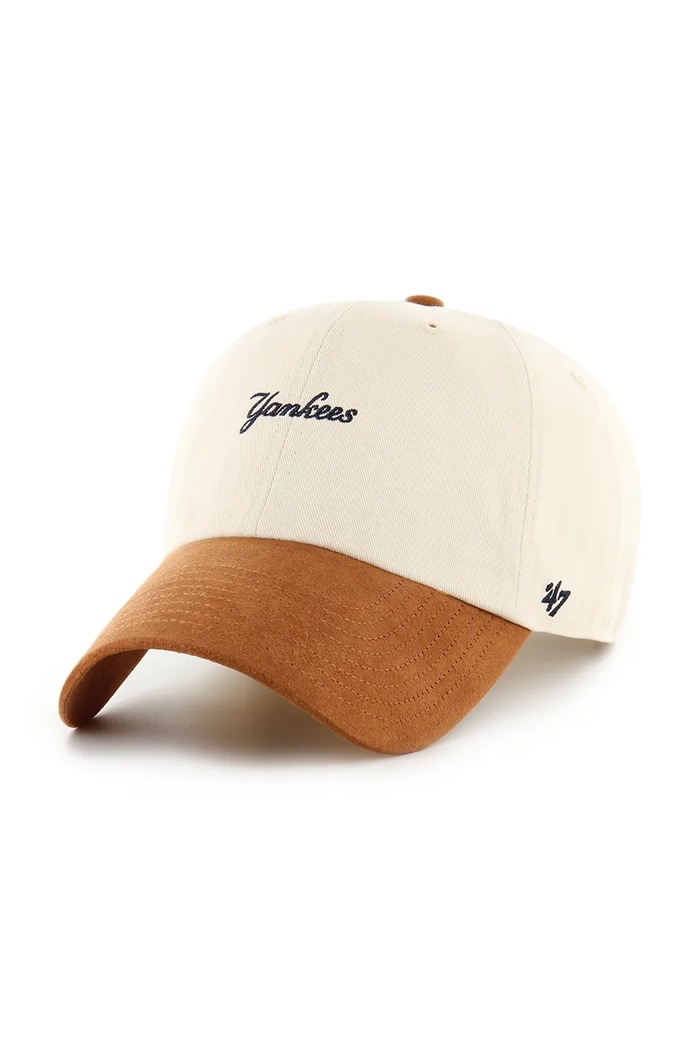 47 brand czapka z daszkiem bawełniana MLB New York Yankees aplikacja beżowy B.MNISD17CNS.NT