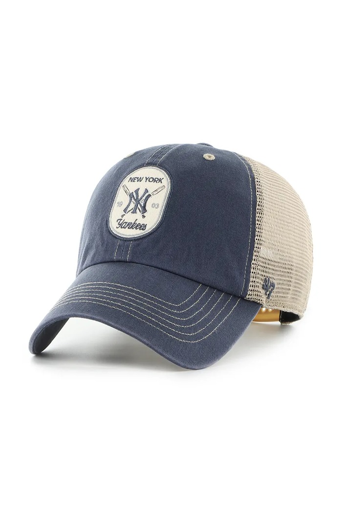 47 brand czapka z daszkiem bawełniana MLB New York Yankees aplikacja niebieski B.CRSPM17GWP.VN
