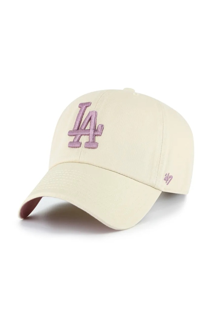 47 brand czapka z daszkiem bawełniana MLB Los Angeles Dodgers aplikacja beżowy B.BLPRK12GWS.K0