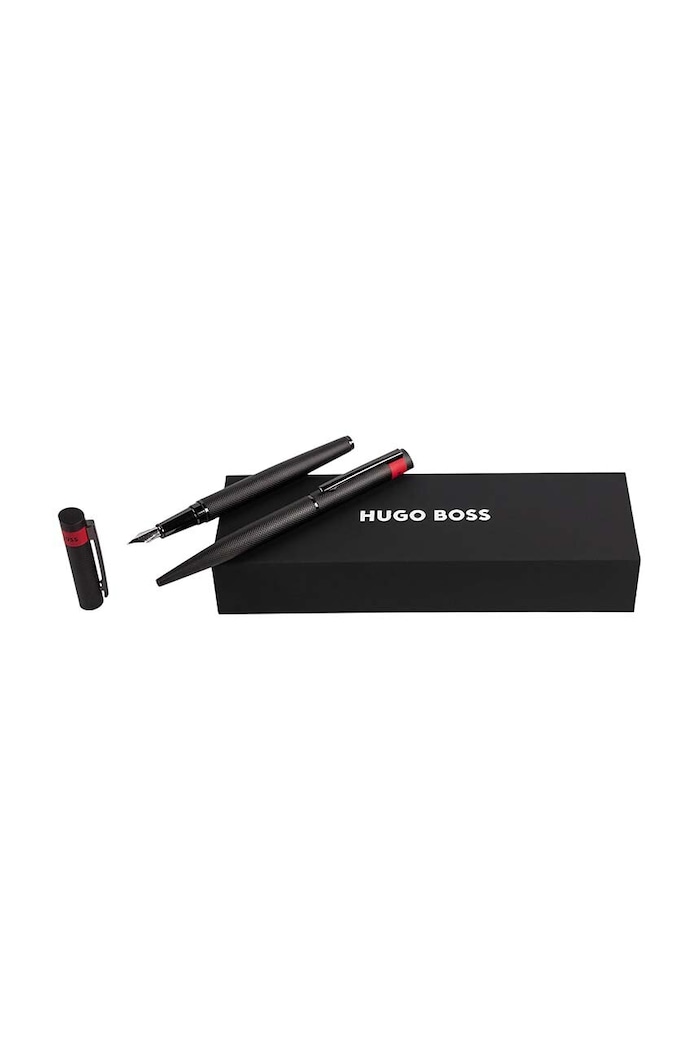 Set nalivpero i kemijska olovka Hugo Boss Set Loop Diamond crna HPBP367A