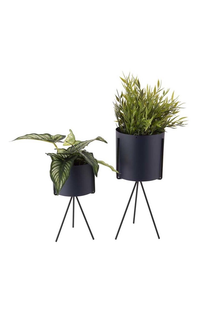 Present Time Zestaw doniczek ze stelażem (2-pack) niebieski PT3426DB