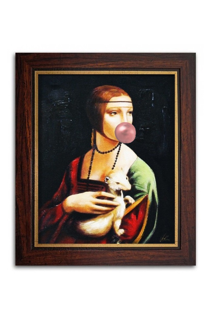 bekeretezett olajfestmény (Leonardo Da Vinci Hölgy hermelinnel műve alapján) többszínű 154373