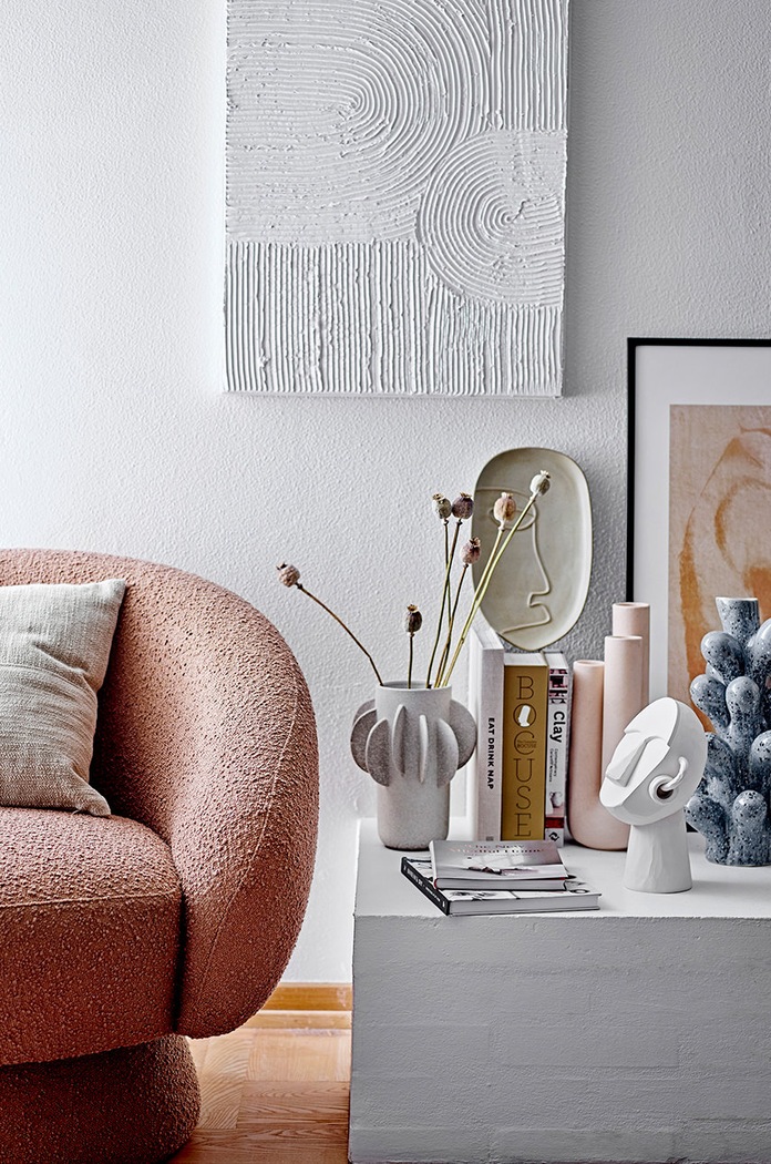 Salon i sypialnia Bloomingville wazon dekoracyjny 82055755 niebieski