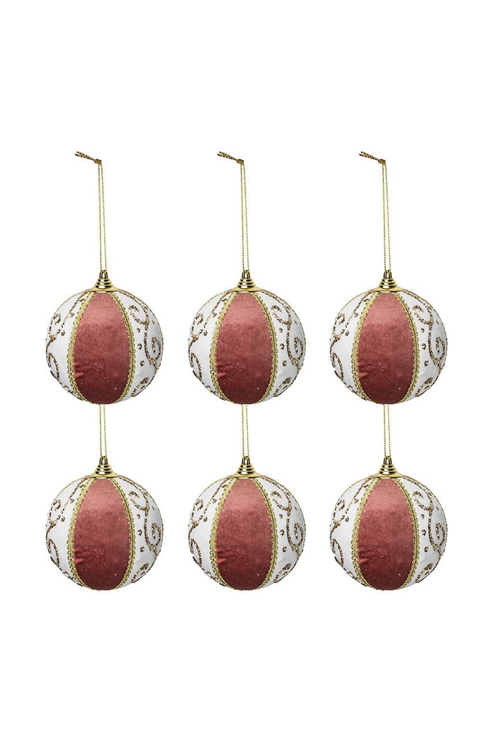 set de globuri de crăciun 6-pack roz 122688