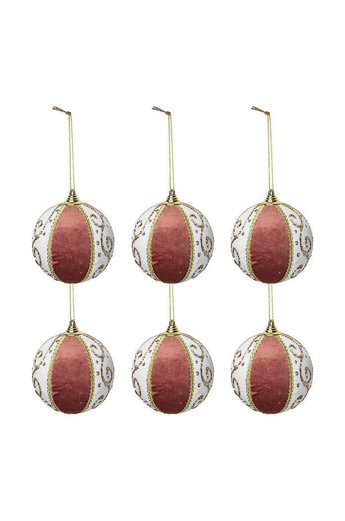 set de globuri de crăciun 6-pack roz 122688